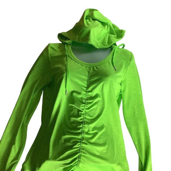 Calvin Klein Performance Quick Dry Womens Green Hooded Long Sleeve Ruched Top M - Picture 7 of 10